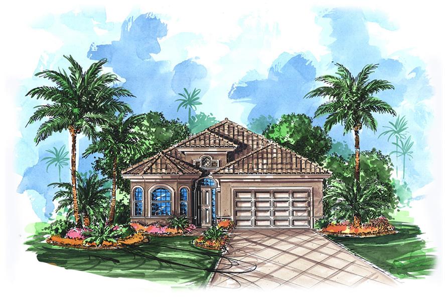 Front elevation of Mediterranean home (ThePlanCollection: House Plan #175-1199)