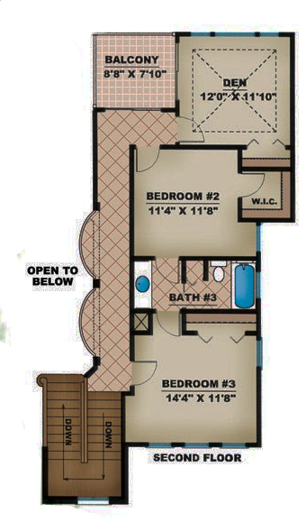 Floor Plan Second Story of Mediterranean Plan #175-1219
