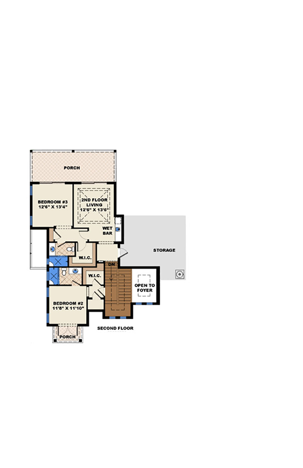 Floor Plan Second Story of Coastal Plan #175-1224