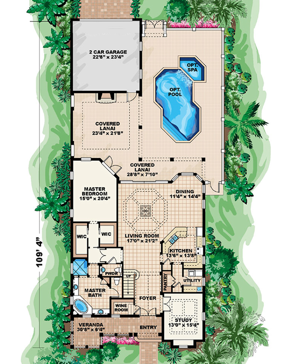 Floor Plan First Story of Coastal Plan #175-1225