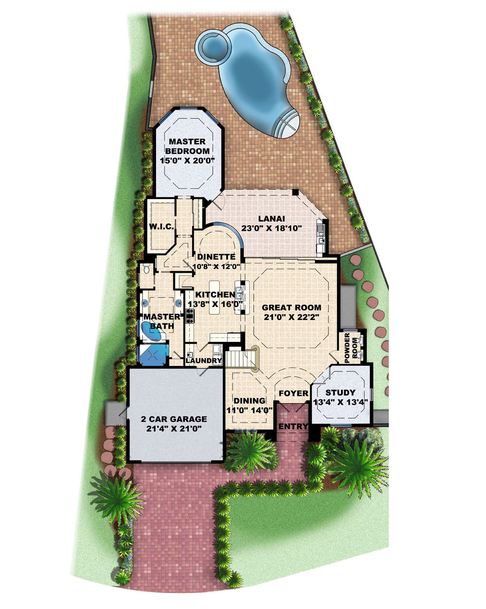 Floor Plan First Story of Coastal Plan #175-1228