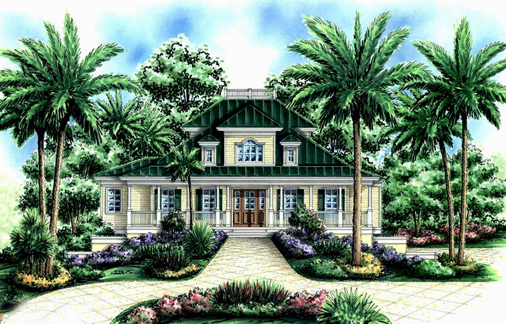 Front elevation of Coastal home (ThePlanCollection: House Plan #175-1240)