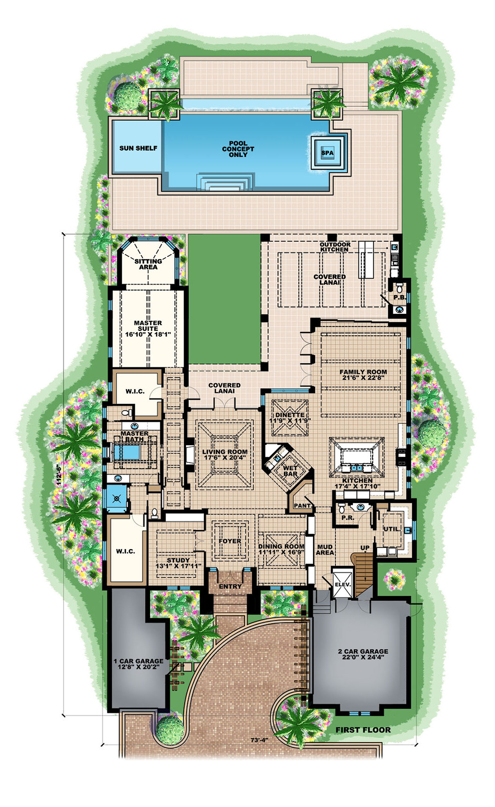 Floor Plan First Story of Craftsman Plan #175-1247
