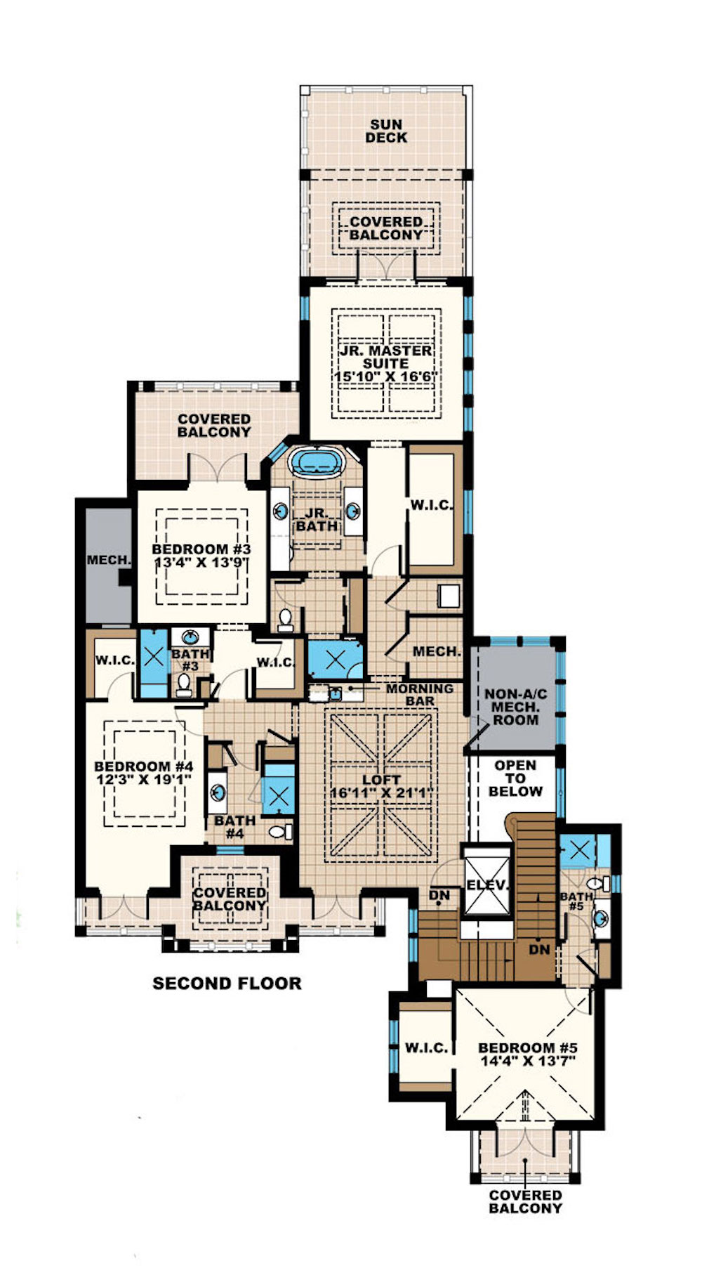 Floor Plan Second Story of Craftsman Plan #175-1247