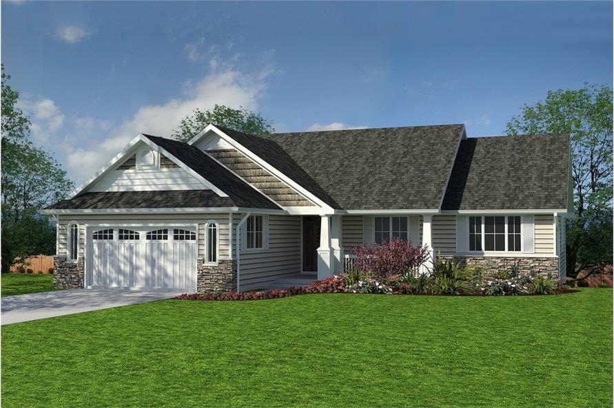 Craftsman Ranch Plan 4 Bedrms 2 Baths 1863 Sq  Ft  