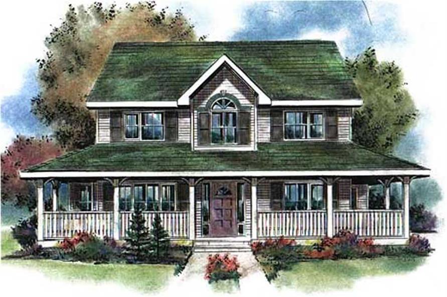 Front elevation of Colonial home (ThePlanCollection: House Plan #176-1005)