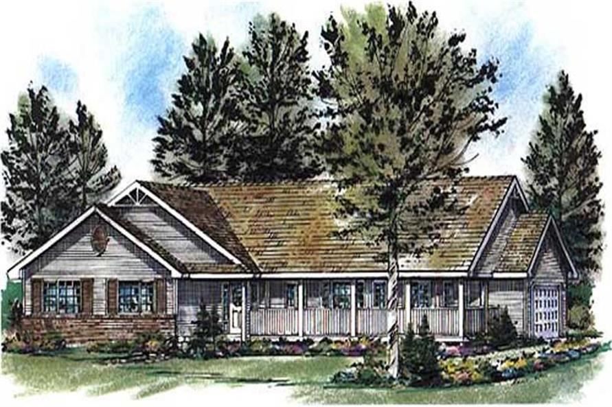 Front elevation of Ranch home (ThePlanCollection: House Plan #176-1011)