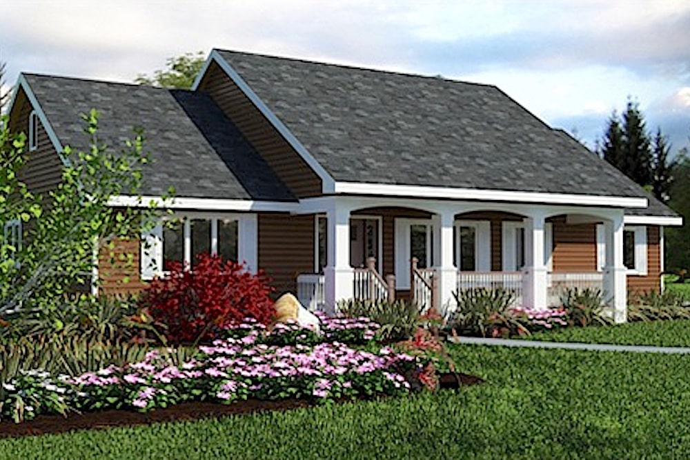 3 Bedroom Country Ranch House Plan with SemiOpen Floor Plan