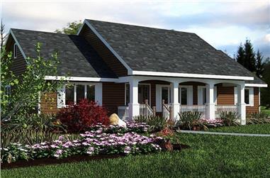 3-Bedroom, 1412 Sq Ft Country Home Plan - 176-1012 - Main Exterior