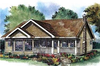 3-Bedroom, 1368 Sq Ft Country Home Plan - 176-1014 - Main Exterior
