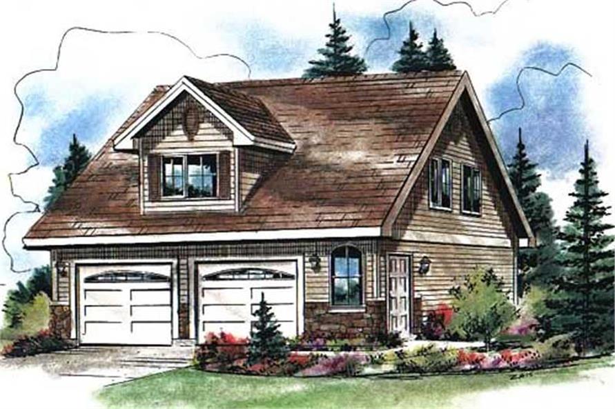 Front elevation of Garage w/Apartments home (ThePlanCollection: House Plan #176-1017)