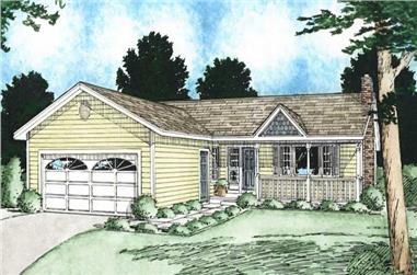 3-Bedroom, 1314 Sq Ft Colonial Home Plan - 177-1003 - Main Exterior