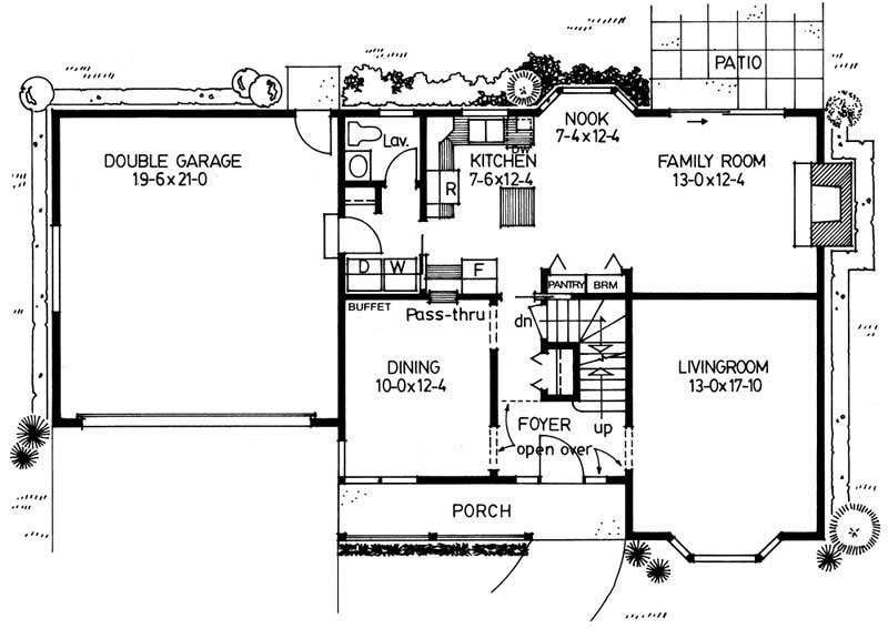 Floor Plan First Story of Country Plan #177-1004