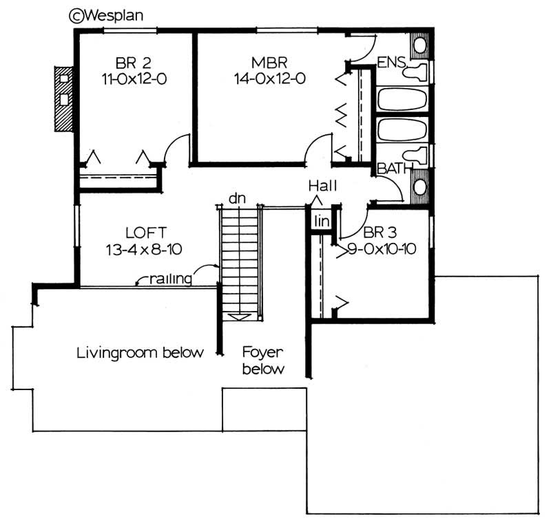 Floor Plan Second Story of Ranch Plan #177-1006