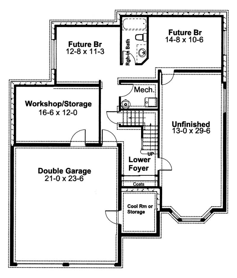 Floor Plan Basement of Mediterranean Plan #177-1012