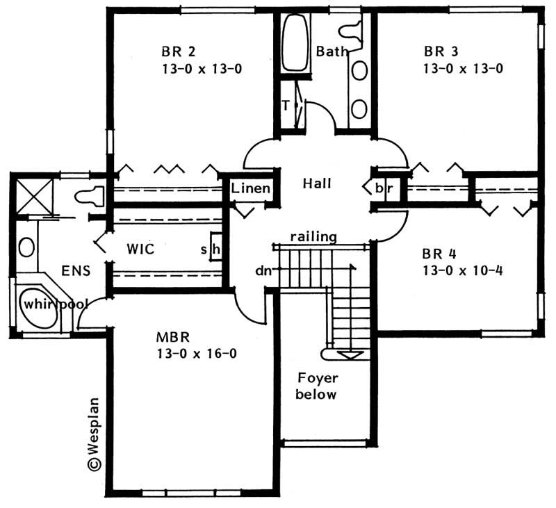 Floor Plan Second Story of Mediterranean Plan #177-1012