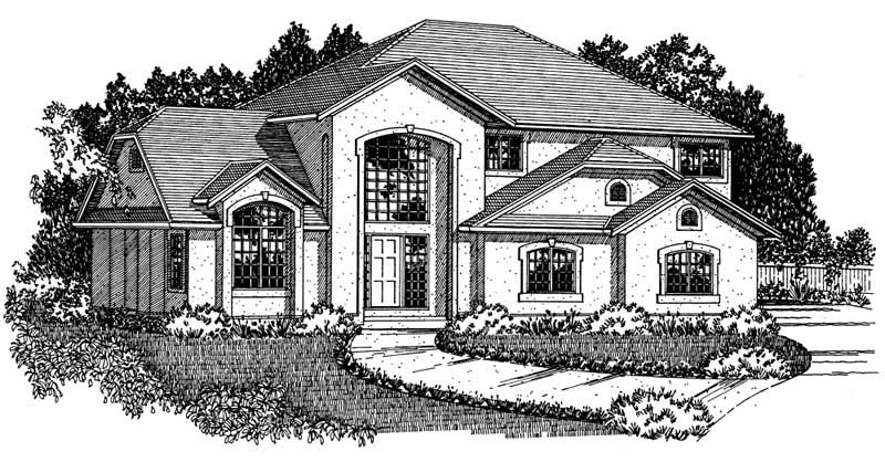 Home Plan Front Elevation of this 4-Bedroom,2517 Sq Ft Plan -177-1018