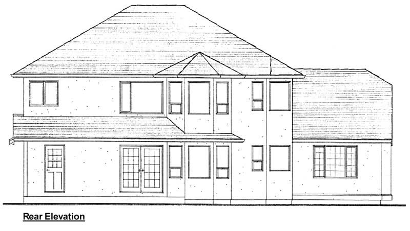 Home Plan Rear Elevation of this 4-Bedroom,2517 Sq Ft Plan -177-1018