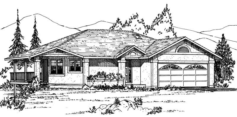 Home Plan Front Elevation of this 3-Bedroom,1396 Sq Ft Plan -177-1019