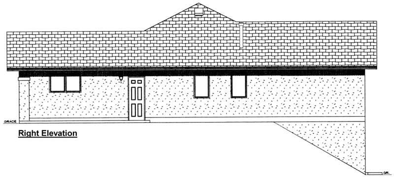 Home Plan Right Elevation of this 3-Bedroom,1396 Sq Ft Plan -177-1019