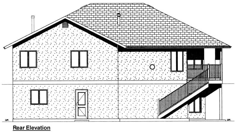 Home Plan Rear Elevation of this 3-Bedroom,1396 Sq Ft Plan -177-1019
