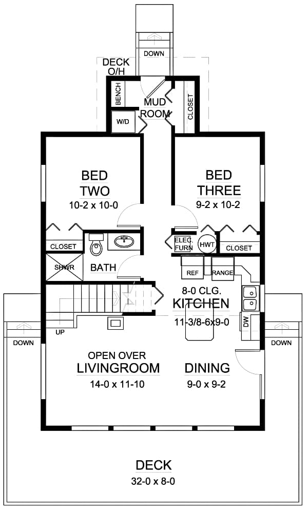 Floor Plan First Story of Small House Plans #177-1023