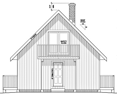Home Plan Rear Elevation of this 3-Bedroom,1011 Sq Ft Plan -177-1023