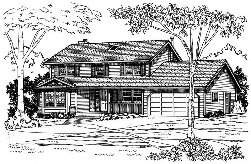Home Plan Front Elevation of this 4-Bedroom,1949 Sq Ft Plan -177-1024