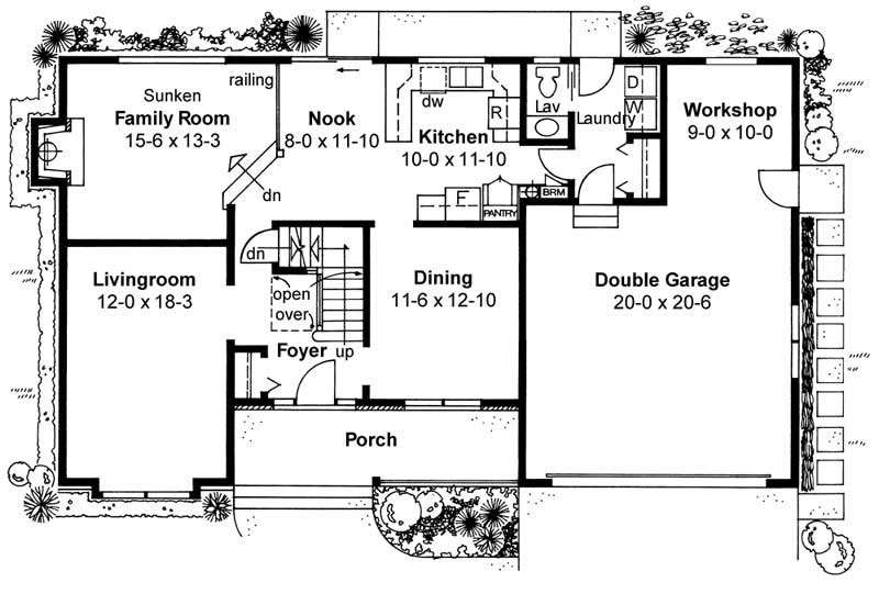 Floor Plan First Story of Country Plan #177-1024