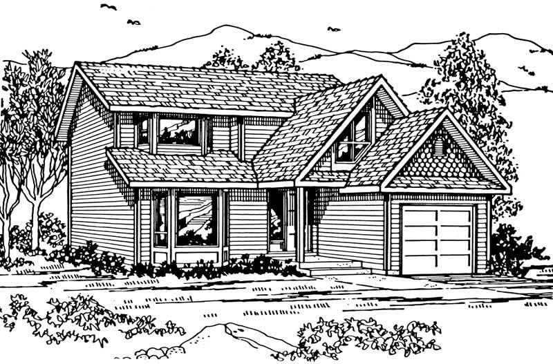 Home Plan Front Elevation of this 4-Bedroom,1660 Sq Ft Plan -177-1026