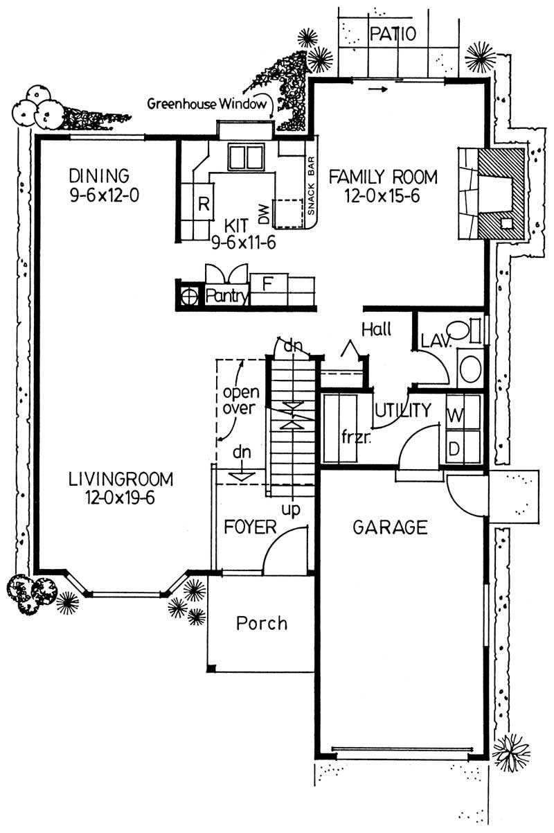 Floor Plan First Story of Craftsman Plan #177-1026