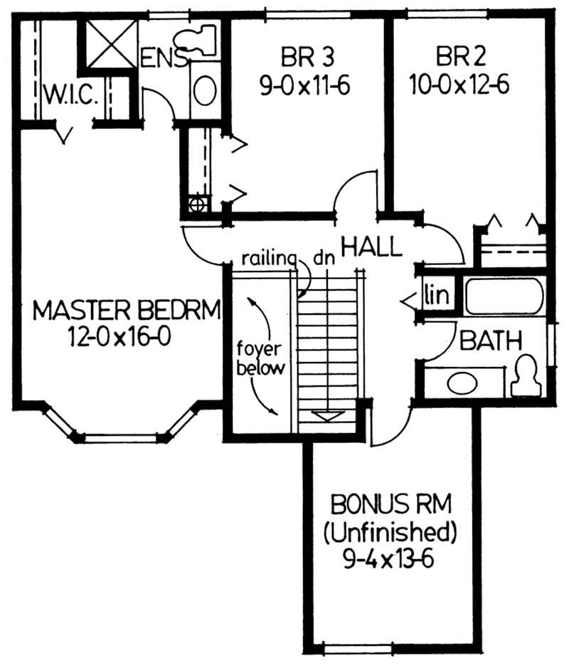 Floor Plan Second Story of Craftsman Plan #177-1026