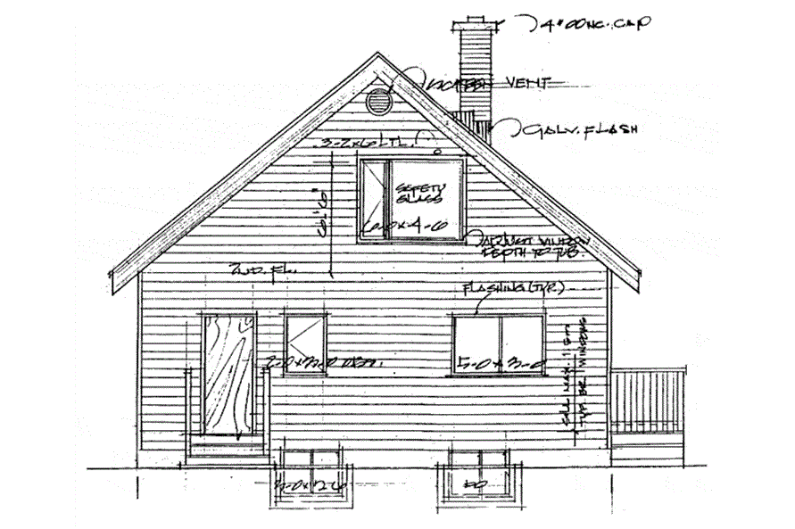Home Plan Rear Elevation of this 2-Bedroom,1362 Sq Ft Plan -177-1030