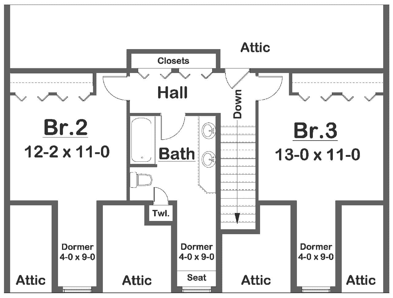 Floor Plan Second Story of Modern Farmhouse Plan #177-1031