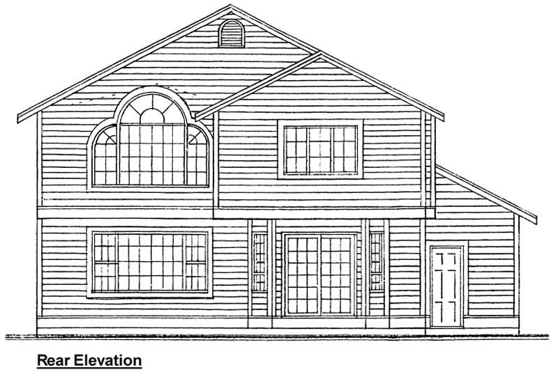 Home Plan Rear Elevation of this 3-Bedroom,1858 Sq Ft Plan -177-1033