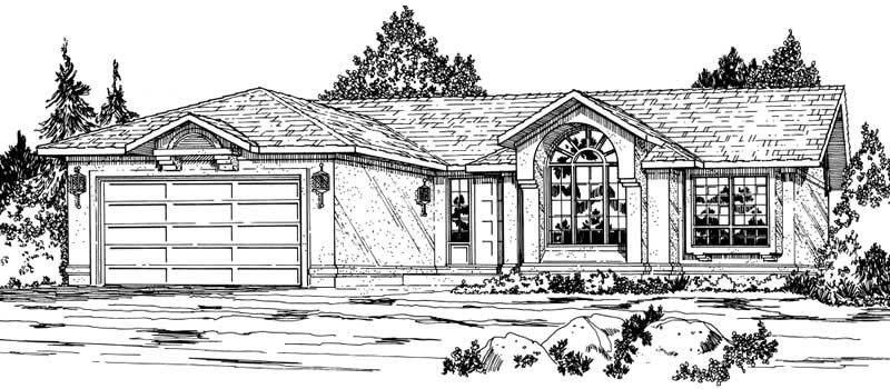 Home Plan Front Elevation of this 3-Bedroom,1565 Sq Ft Plan -177-1034