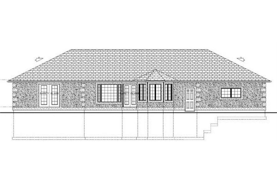 Home Plan Rear Elevation of this 3-Bedroom,1731 Sq Ft Plan -177-1035