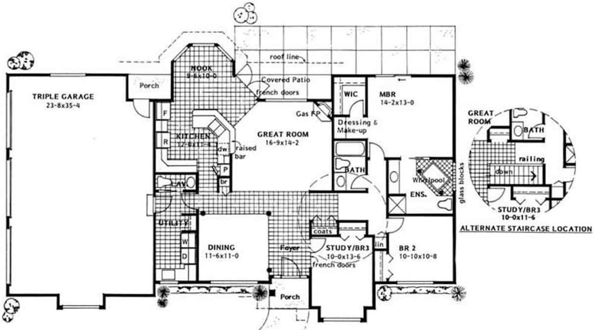 Main Level of Ranch Plan #177-1035