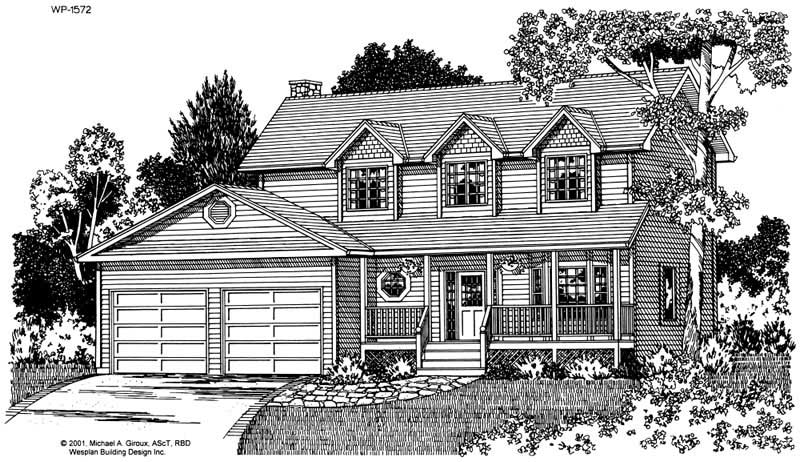 Home Plan Front Elevation of this 3-Bedroom,2008 Sq Ft Plan -177-1037