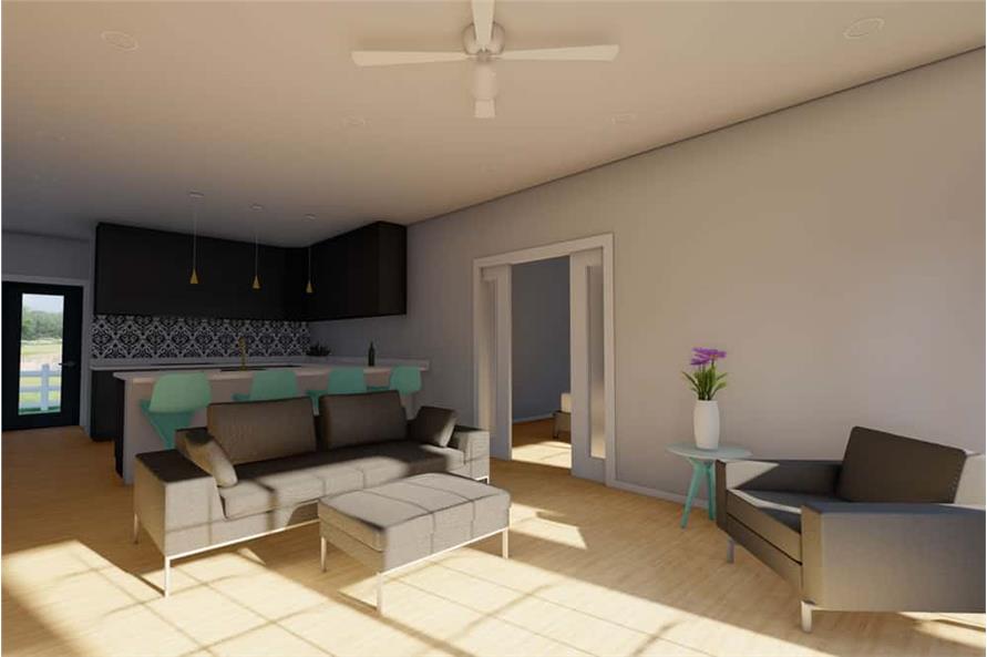 Living Room of this 1-Bedroom, 1024 Sq Ft Plan - 177-1056