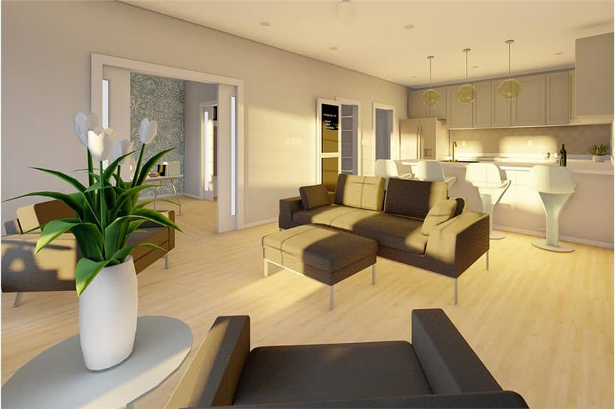 177-1058: Home Plan 3D Image-Living Room