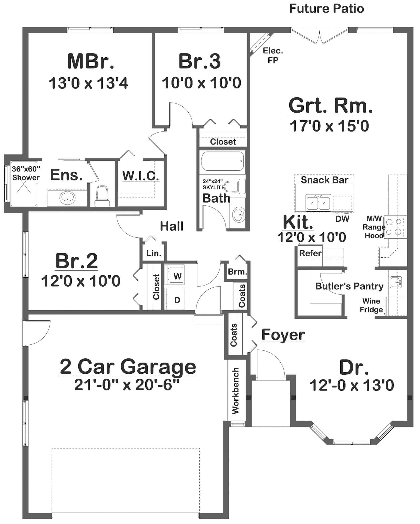 Main Level of Modern Farmhouse Plan #177-1078
