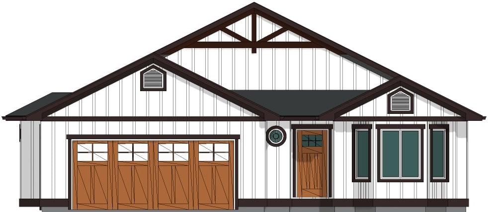 Home Plan Front Elevation of this 3-Bedroom,1531 Sq Ft Plan -177-1078