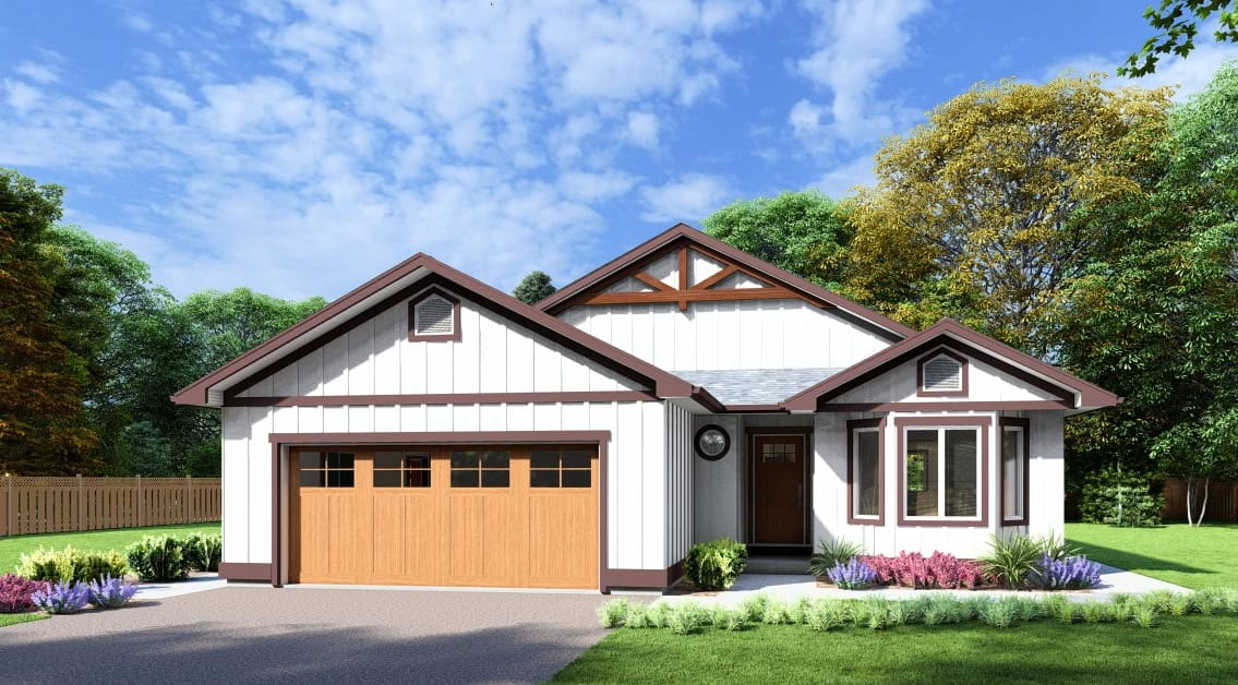 Front elevation of Modern Farmhouse home (ThePlanCollection: House Plan #177-1078)