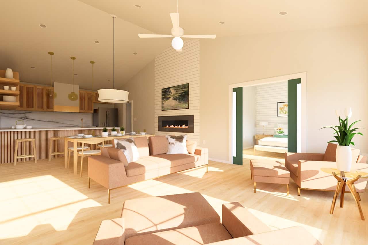 Living Room of this 3-Bedroom,1360 Sq Ft Plan -177-1081