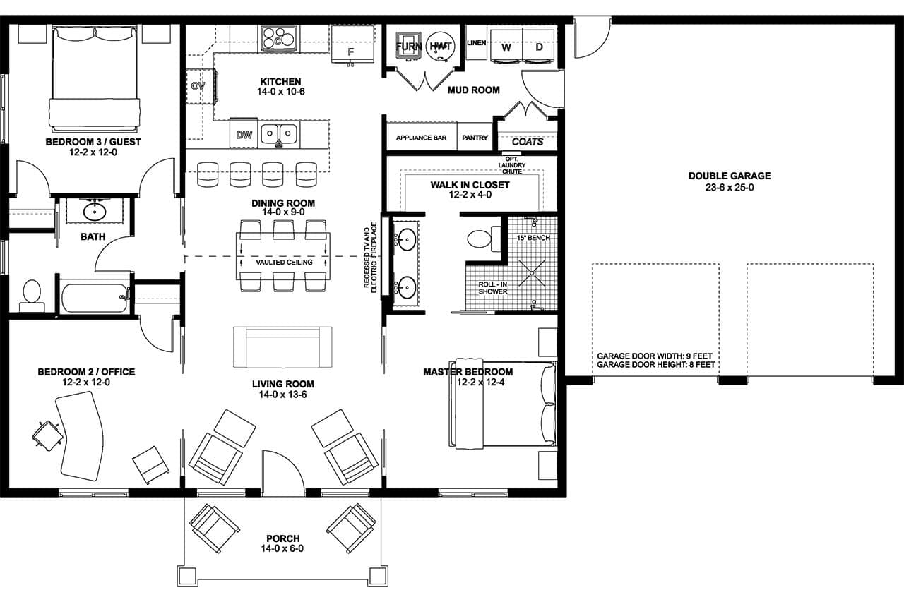 Main Level of Modern Farmhouse Plan #177-1082