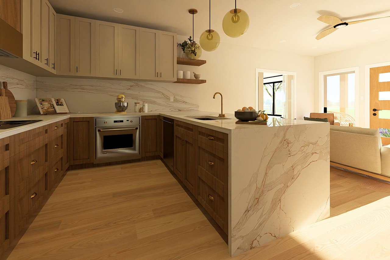 Kitchen: Breakfast Bar of this 2-Bedroom,988 Sq Ft Plan -177-1083