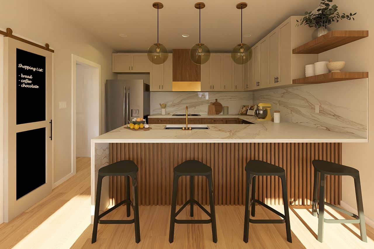 Kitchen: Breakfast Bar of this 2-Bedroom,988 Sq Ft Plan -177-1083