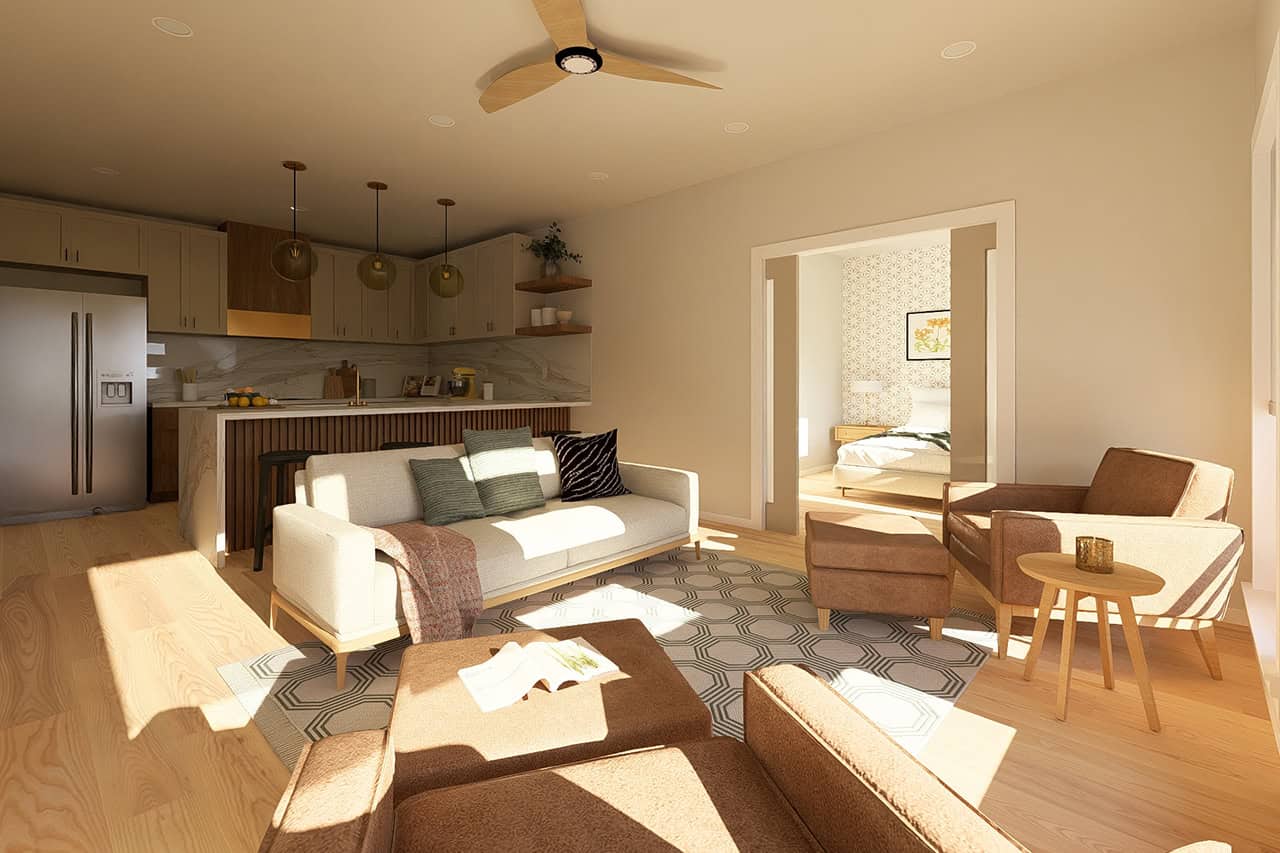 Living Room of this 2-Bedroom,988 Sq Ft Plan -177-1083
