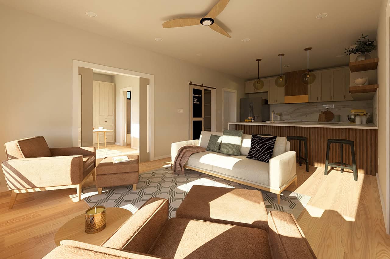 Living Room of this 2-Bedroom,988 Sq Ft Plan -177-1083